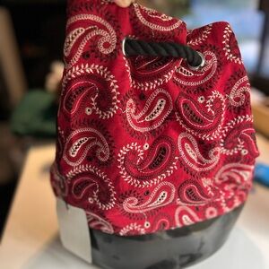 NWT Red Embroidered Bandana Print Bucket Bag/Backpack